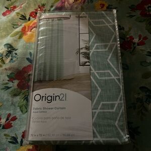 Aqua Lattice Fabric Shower Curtain